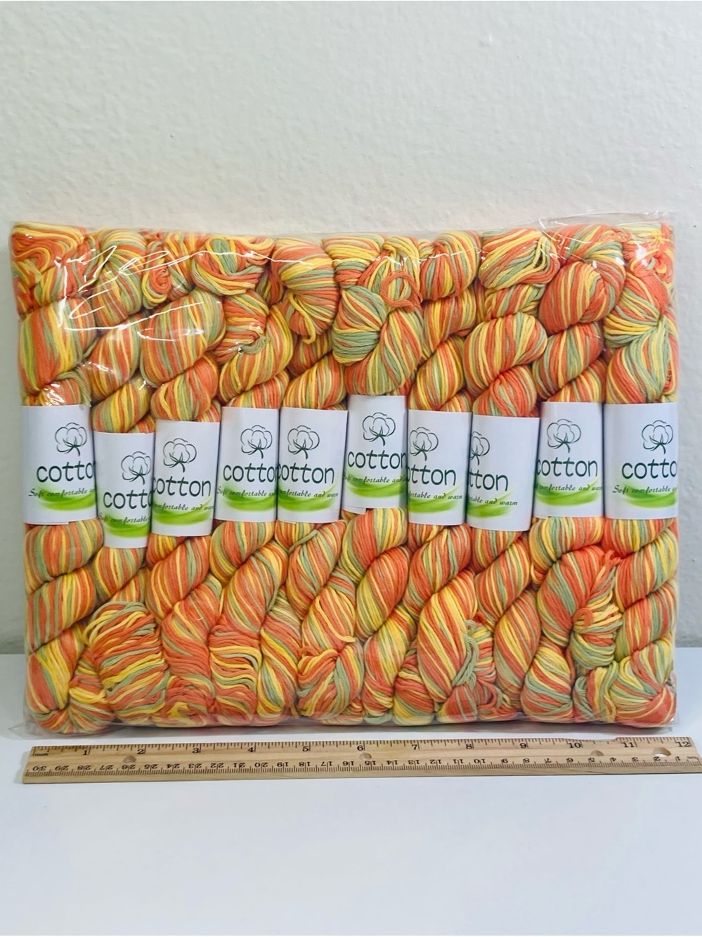 10 NEW (~500g total, ~50g‎ ea.) 100% Cotton Variegated Hanks in Clementine